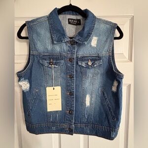 Blue Denim/Jean Distressed Vest Women’s Size Large